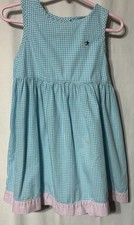 Tommy Hilfiger Girls Size 4T Turquoise Gingham Check Dress Sleeveless