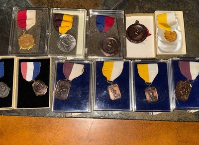 Vintage Track and Field Running Medals (1930s-1950s) - includes display cases!