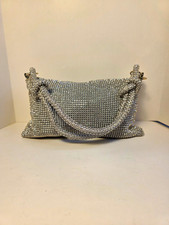Crystal Rhinestone Knot Shoulder Bag Slouchy Evening Clutch Purse Silver NWOT