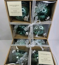 Christian Siriano Glass Christmas Ornaments 8pcs 2x4pcs Jumbo Green New York