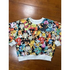 Pokemon Sweatshirt Unisex Kids 9/10 Multi-Color All Over Print Crewneck