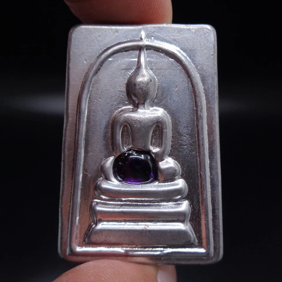 SUMMON SOMDEJ LEKLAI NGERN YUANG EMBED NAGA GEM PURPLE LP SOMPORN THAI AMULET - Image 3 of 4