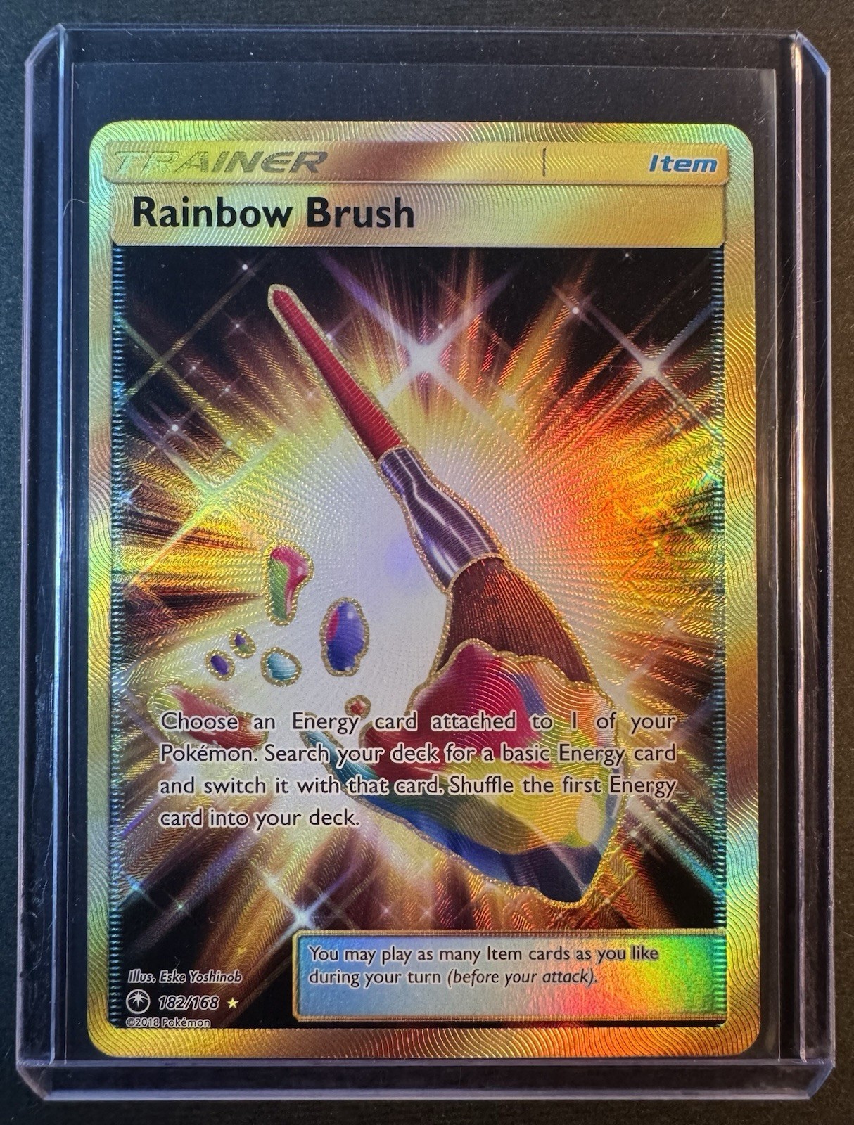 Rainbow Brush - 182/168 - Full Art Gold Secret Rare - SM Celestial Storm - NM/M