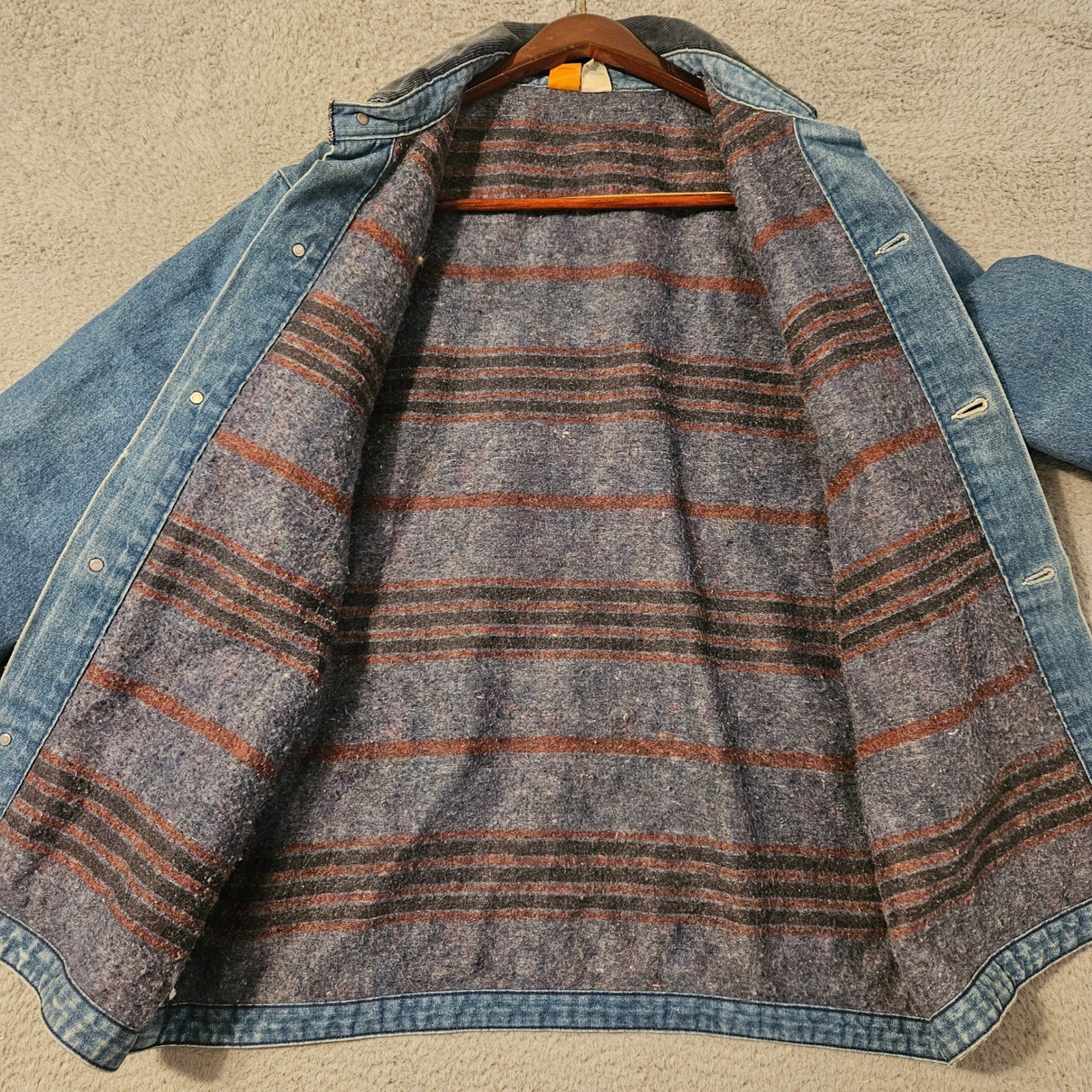 Wrangler, Vintage Big Ben by Wrangler Denim Chore Coat Blanket Lined Made in USA Size 42