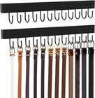 Belt Hanger Wall Mount, Wooden Closet Belt Organizer with 24 Metal Hooks, 360° R