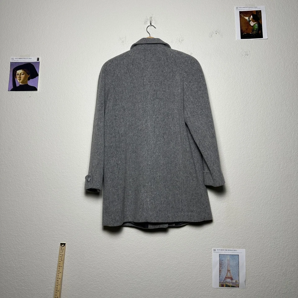 VTG London Fog Wool Peacoat Trench Coat Womens L Gray Button Up USA Made 90s - Image 2 of 4