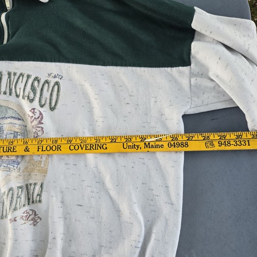 Vintage 80's San Francisco California Men's 3XL Sweatshirt 1/4 Zip Gray/Green - Picture 10 of 12