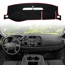 VAFMOLEI Dashboard Dash Cover Mat Chevy Silverado LTZ 2007-2013 Red Border
