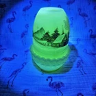 Uranium Custard Fairy Lamp Country Church Mountains Handpainted Fenton
