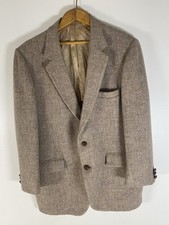 Mens Harris Wool Tweed Sport Coat Size 44R Beige Jacket Hebrides Of Scotland