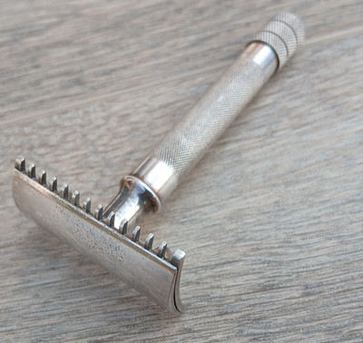 1917 Gillette Single Ring Open Comb Double Edge Safety Razor Silver Plated