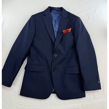 Marvelous World Boys Navy Blue Blazer Suit Jacket Size 8 MWS722 Pocket Square
