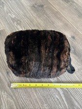 Antique Genuine Mink Fur Hand Warmer Muff Striped Victorian Satin Lined