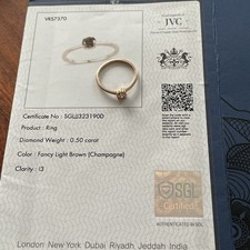 9 Ct Gold Natural Champagne Diamond 0.50 Ring Size U1/2