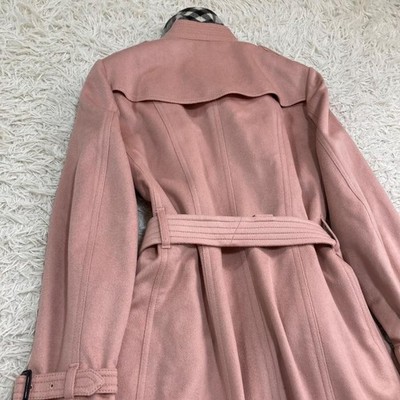 Burberry Sandringham Trench Coat Pink 100% Cashmere Size:42 Used