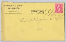 Detroit, Mich., Kennedy & Greig Co. machinists envelope, Un 1897