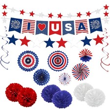 hhdatc 26 Pack Patriotic Party Decorations Red White  Blue Red,white,blue
