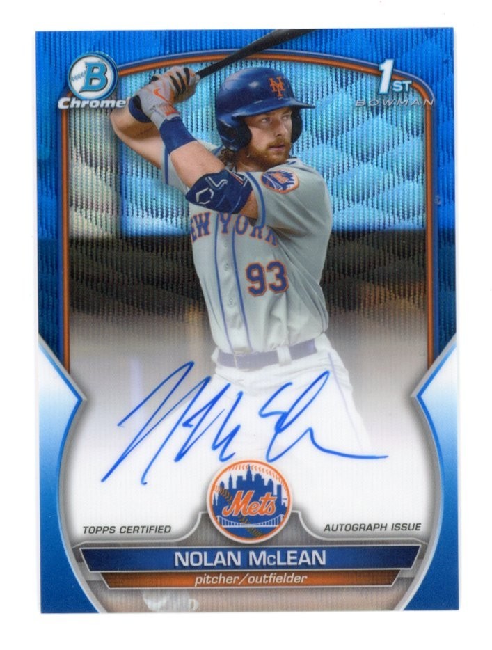 NOLAN MCLEAN 1st BOWMAN ON CARD RC AUTO BLUE WAVE /150 - 2023 Bowman Chrome METS