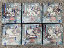 🏈 2025 Topps Chrome NFL Football (LOT OF 6) Mega Box New/Factory Sealed 🏈