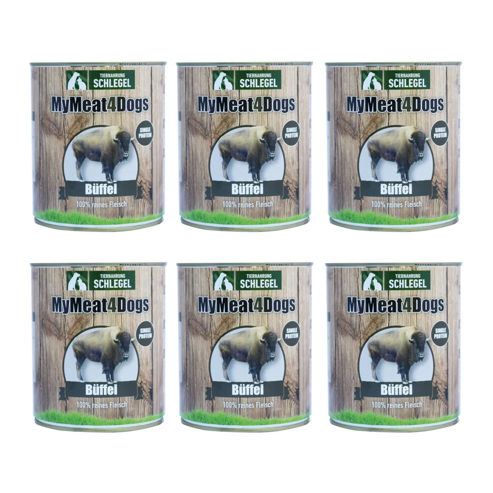 MyMeat4Dogs Hundefutter Reinfleischdose Büffel 6x 820g Feuchtfutter Vollnahrung