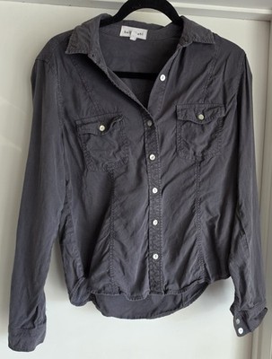 Bella Dahl Women's Button-Down Shirt Size S Gray Lyocell Capsule Elevated Basic