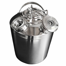 Reinigungsbehälter 10L Edelstahl 2 Fitting nach Wahl Bierfass Flach Typ M Korb 