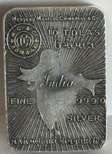 Vintage India Manilal Chimanlal & Co. 10 Tolas 3.75 oz .999 silver Bar Lot #5