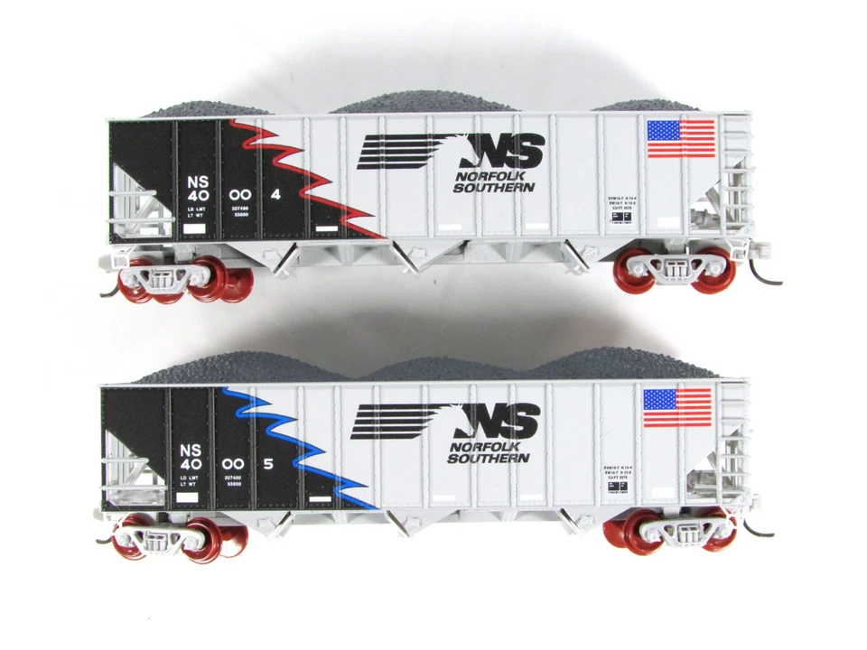 N Scale *NORFOLK SOUTHERN* Coal Hoppers, US Flag #40004,40005 -MTL Special *RARE - Image 2 of 4
