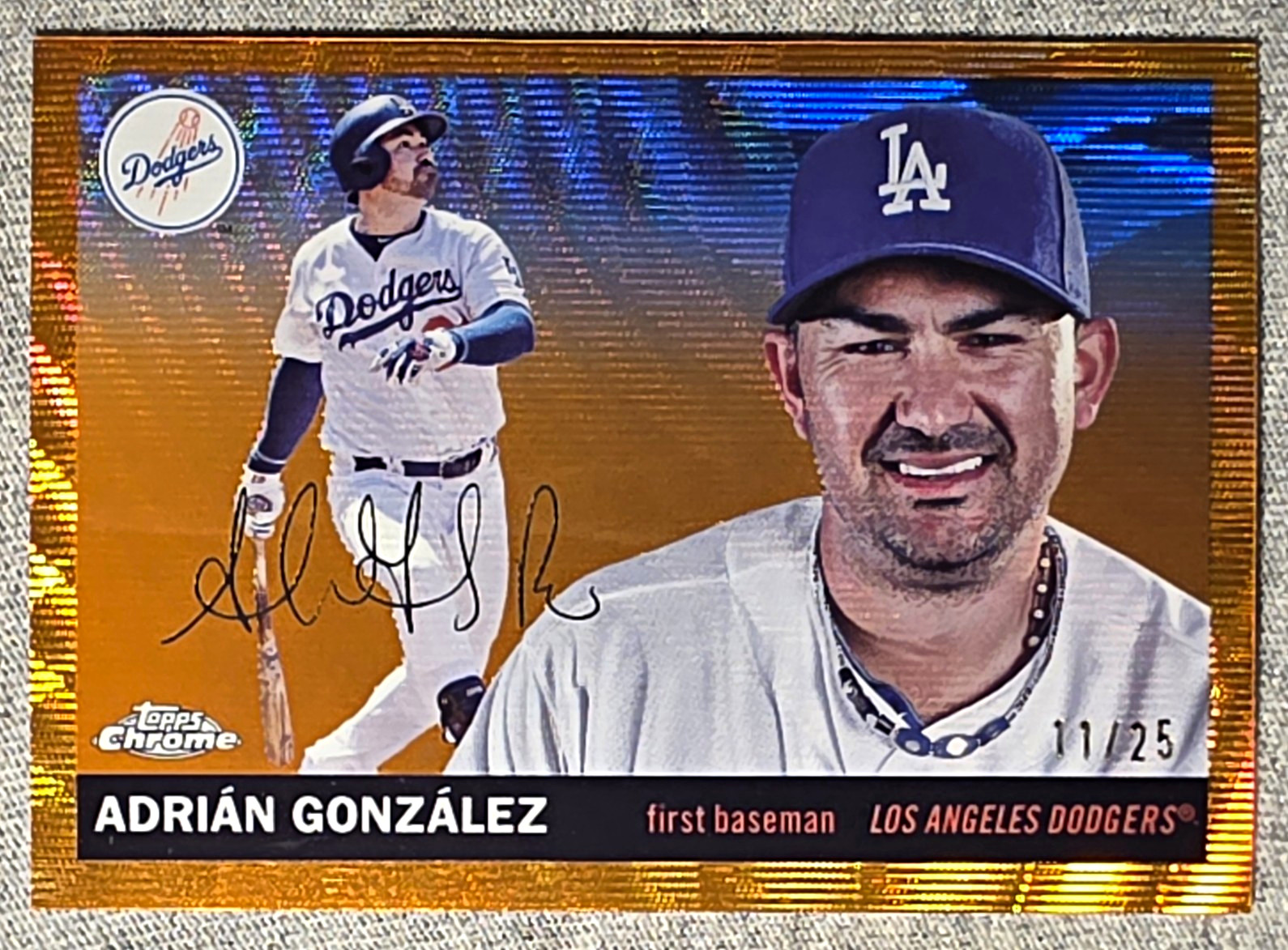 2025 Topps Chrome Platinum Adrian Gonzalez Orange Wave Refractor #471, /25