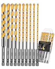 Faqeegi 10PCS 6-Inch Masonry Drill Bit Set, YG10X Carbide 6 inches, Yellow