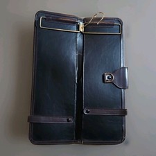 Genuine Leather Tie Travel Mjg Storage Case Hanging VTG Retro Organizer Necktie