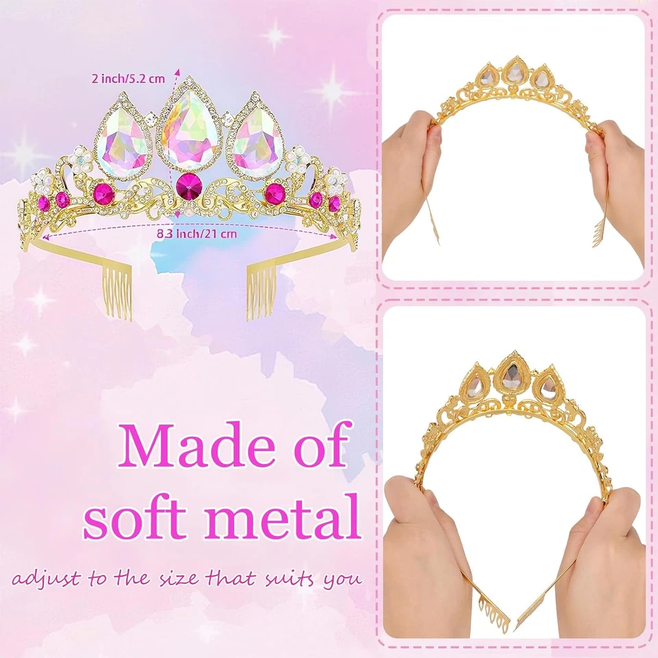 Tiara cosplay menina princesa coroa Halloween AB coroa de cristal festa presente de aniversário - Imagem 3 de 4