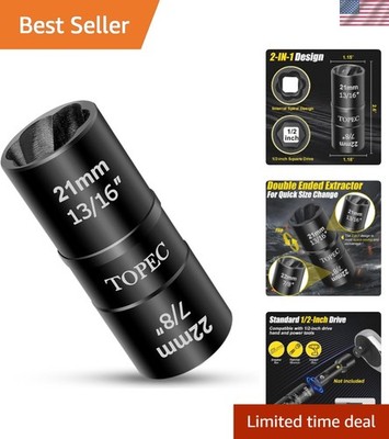 Chrome Molybdenum Steel 21 x 22mm Lug Nut Remover - Efficient Tool for Cars