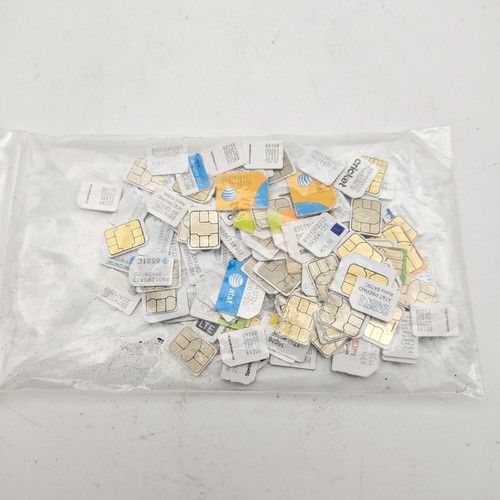 LOT OF 100 Used Micro/Mini SIM Cards for Testing/Gold - Mixed Carriers #4242