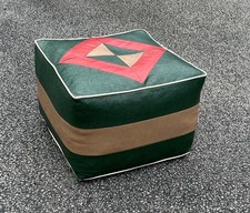 Vintage Sherborne style Leatherette Pouffe, Mid Century Retro 50s 60s Atomic