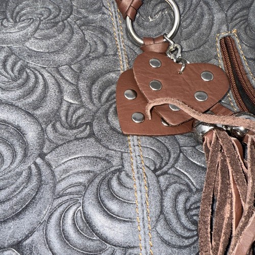 New Genuine leather handbag made in Italy-Gray Double Handles Suede/swirl - Picture 16 of 18