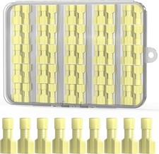 100 Pcs 12 10 AWG Gauge Male Spade Connectors Quick Disconnect Nylon Fully