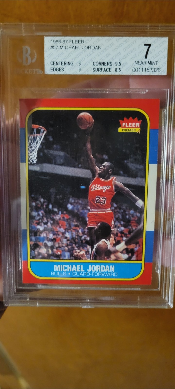 1986-87 Fleer #57 Michael Jordan Rookie. Beautiful Card. Under Graded Beckett 7 view 1