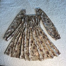 SHEIN Floral Ruffle Chiffon Sundress M Square Neck Smocked Boho Cottagecore