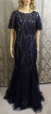 Xscape Womens Embellished Godet Gown  Blue Size 12 NWT $239