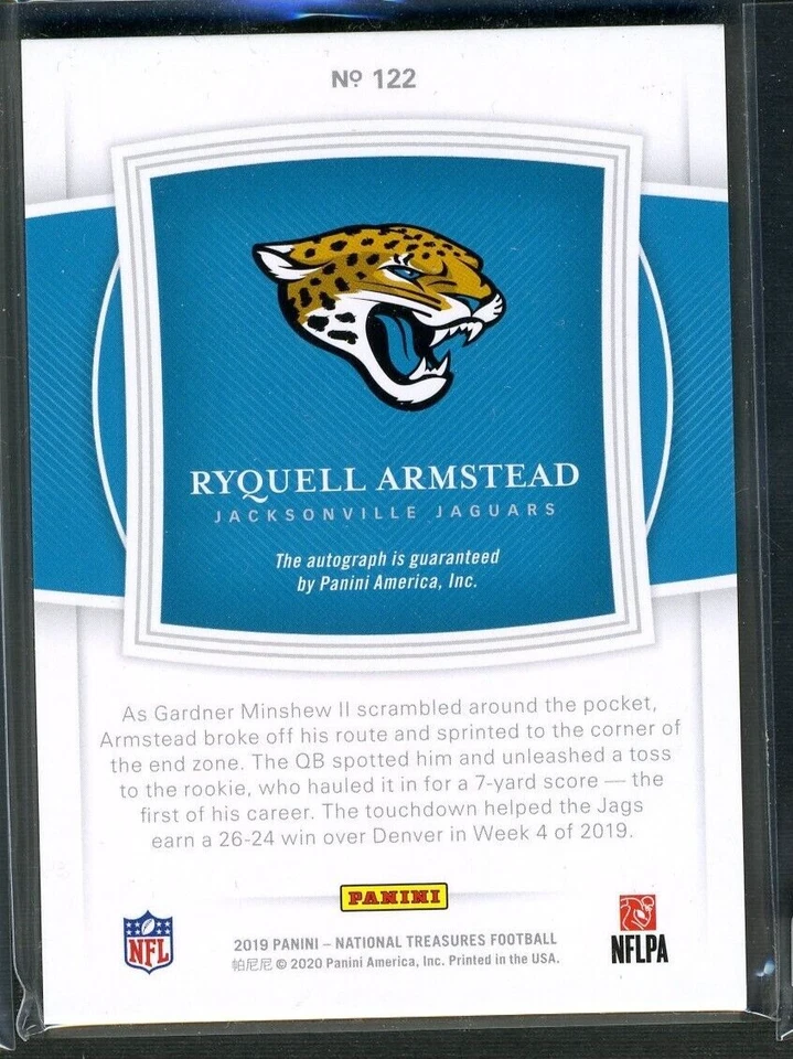 RYQUELL ARMSTEAD 2019 National Treasures RC #10/25 Autograph Rookie Auto Jaguars - Image 2 of 2