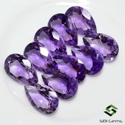 Natural Amethyst Pear Cut 12x8 mm Lot 10 Pcs 27.77 CTS Top Lustrous Gemstones - Picture 3 of 6