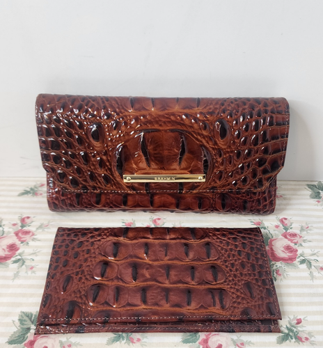 Brahmin Melbourne Cordelia Trifold Wallet + Checkbook ~Set of 2 ~PECAN MELBOURNE