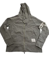 Thom Browne Full Zip Hoodie in Grey