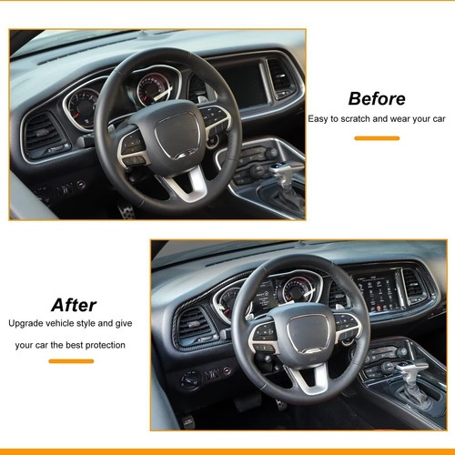10Pcs Carbon Fiber Interior Decor Cover Trim Kit for Dodge Challenger 2015-2023 - Picture 7 of 15