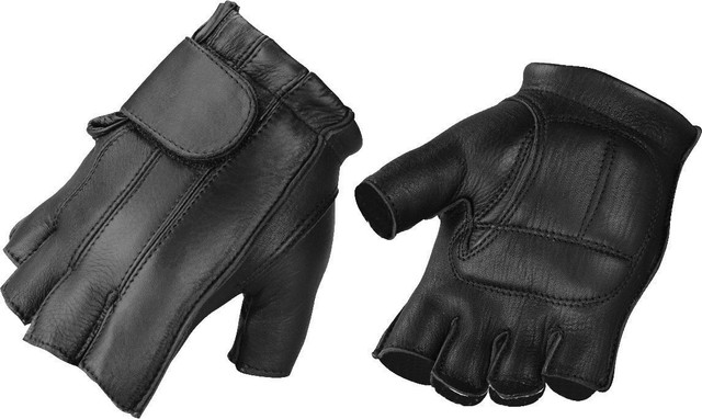 2X-Large Milwaukee Leather SH851 Mens Black Deerskin Fingerless Gloves with Gel Palm