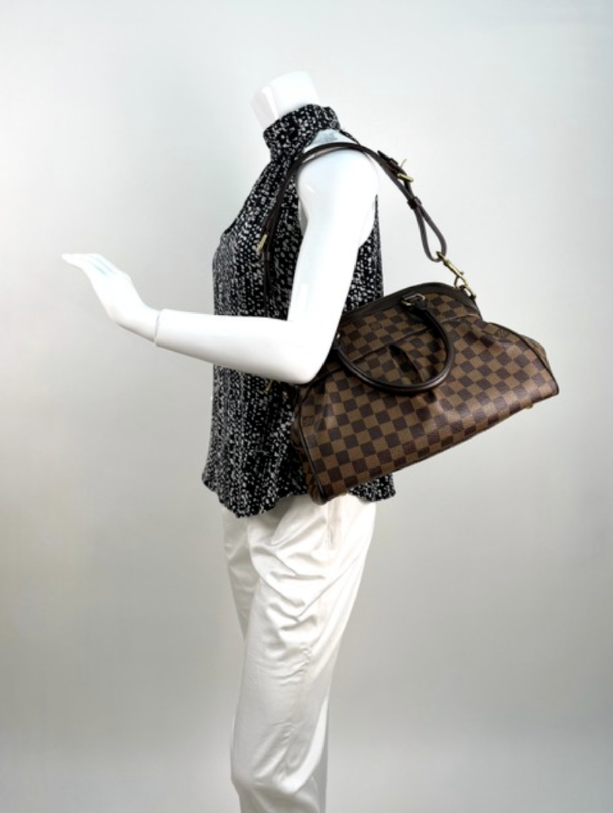Authentic Louis Vuitton Trevi РМ Damier Ebene Satchel Handbag ТН0059 France