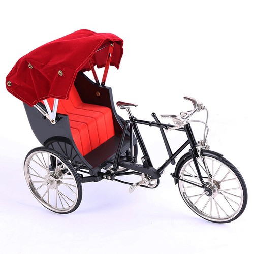 1:10 Scale Miniature 3-Wheel Rickshaw Pedicab Metal Diecast Bikes Collectible - Picture 3 of 8