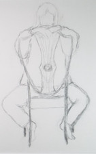 Pencil Drawing 'Woman seated in chair', c1960's, Franklin White (1892-1975)