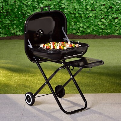 NEU Klappbarer BBQ Grill Tragbarer Grill mit Regal Camping BBQ mit Deckel & Rädern